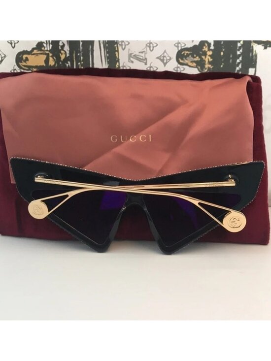 Authentic New Gucci GG0430S 002 Sunglasses – Black Cat-Eye with Brown Lenses main image 9